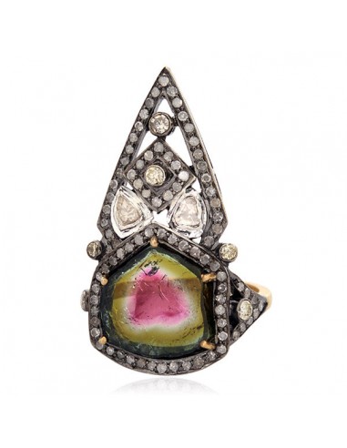 Tourmaline Diamond Designer Armor Ring Gold�925 Sterling Silver Jewelry hantent personnes