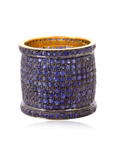 Pave Blue Sapphire Band Ring 925 Sterling Silver Handmade Jewelry 2 - 3 jours ouvrés.