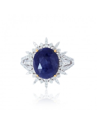 Blue Sapphire Pave Diamond 18k Gold 925 Sterling Silver Ring Jewelry Dans la société mordern