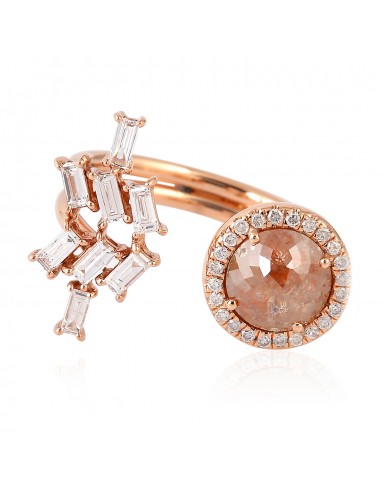 Ice Diamond Adjustable Band Ring Soid 18k Rose Gold Baguette Jewelry For Women de l' environnement