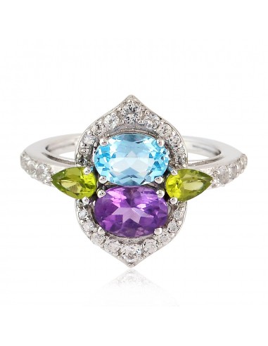 Sterling Silver Peridot Topaz Amethyst Ring Friend Ship Jewelry votre restaurant rapide dans 