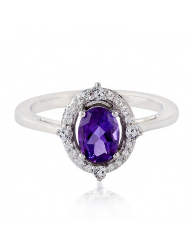 Cocktail Ring Size Oval Prong Set Amethyst Gemstone 925 Sterling Silver est présent 