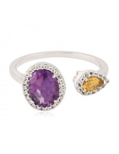 White Topaz Amethyst Citrine 925 Sterling Silver Between The Finger Ring Jewelry Comment ça marche