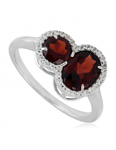 Oval Prong Set Garnet Gemstone Band Ring Size 925 Sterling Silver Jewelry pas chere