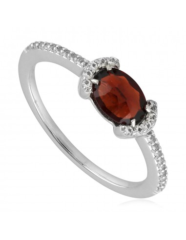 Natural White Topaz Sterling Silver Red Garnet Fashion Ring le des métaux précieux