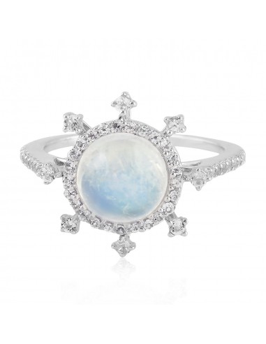 925 Sterling Silver Natural White Topaz Moonstone Gemstone Ring Gift For Women Véritable concentré