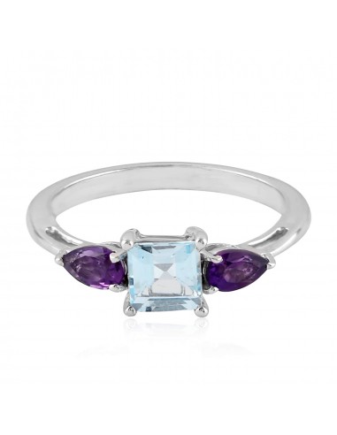 Amethyst Blue Topaz Beautiful Band Ring 925 Sterling Silver Jewelry de technologie