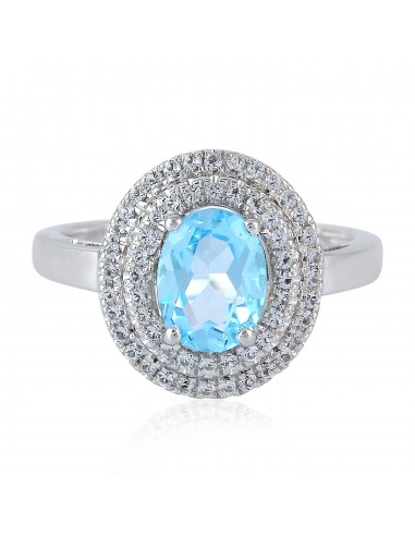 925 Sterling Silver Natural Topaz Gemstone Ring Jewelry Pour