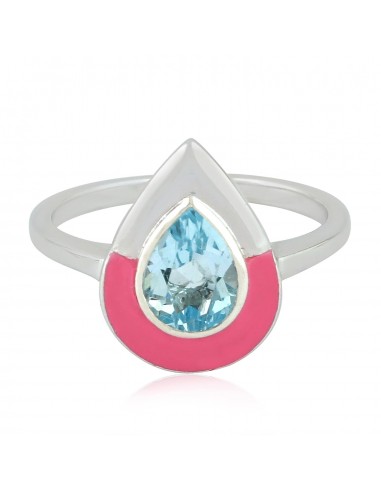 Topaz Gemstone Ring Enamel Jewelry 925 Sterling Silver For Women 50% de réduction en Octobre 2024