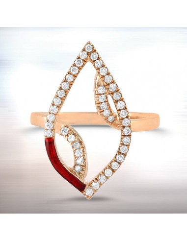 14k Rose Gold Pave Diamond Designer Enamel Marquise Ring Size US offre 