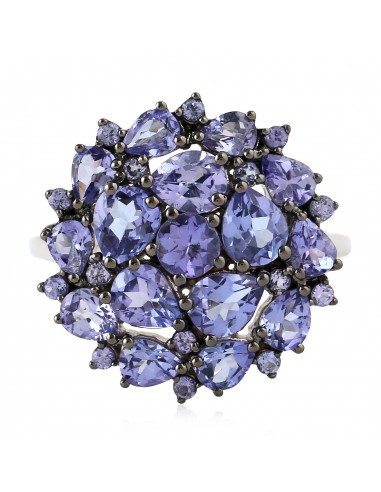 Ntural Tanzanite Cluster Ring Sterling Silver Jewelry les ctes