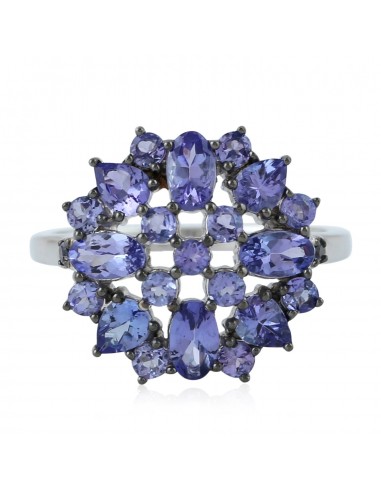 Tanzanite Cluster Ring 925 Sterling Silver Jewelry basket pas cher