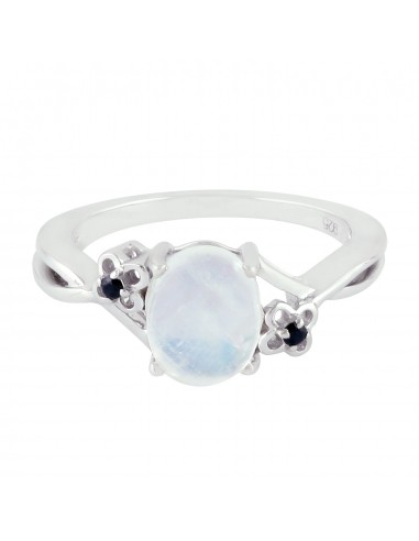 Natural Moonstone Band Ring 925 Silver Spinel Jewelry des créatures d'habitude